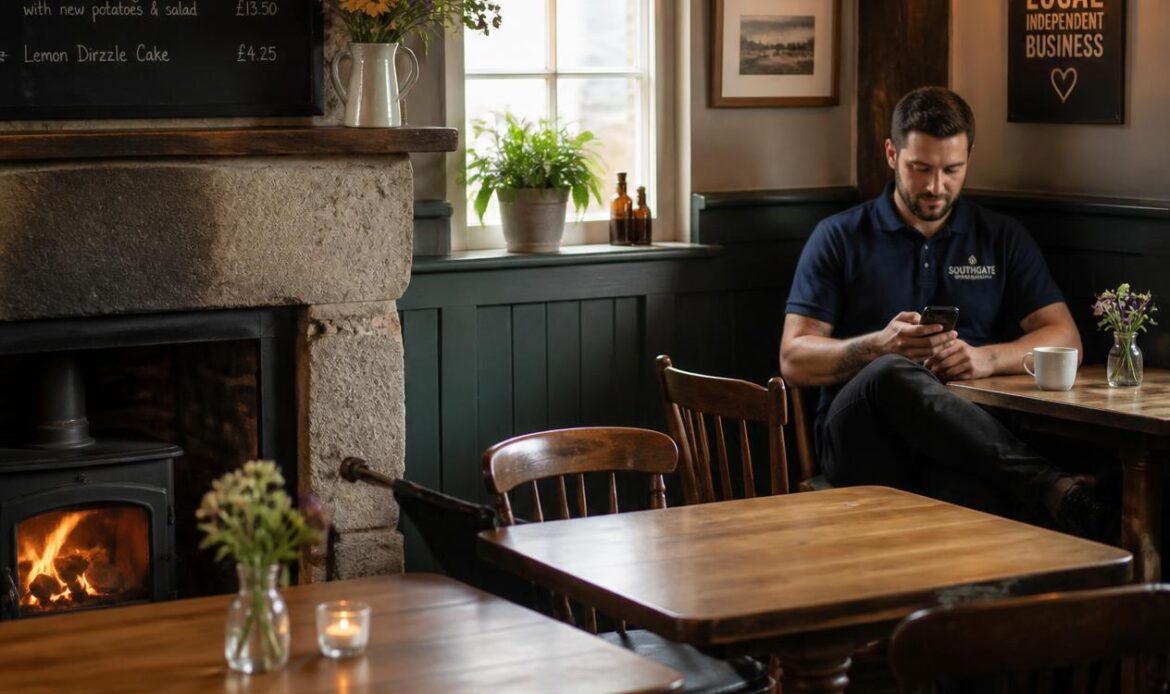 Cozy pub which allows mobile workers to rest.